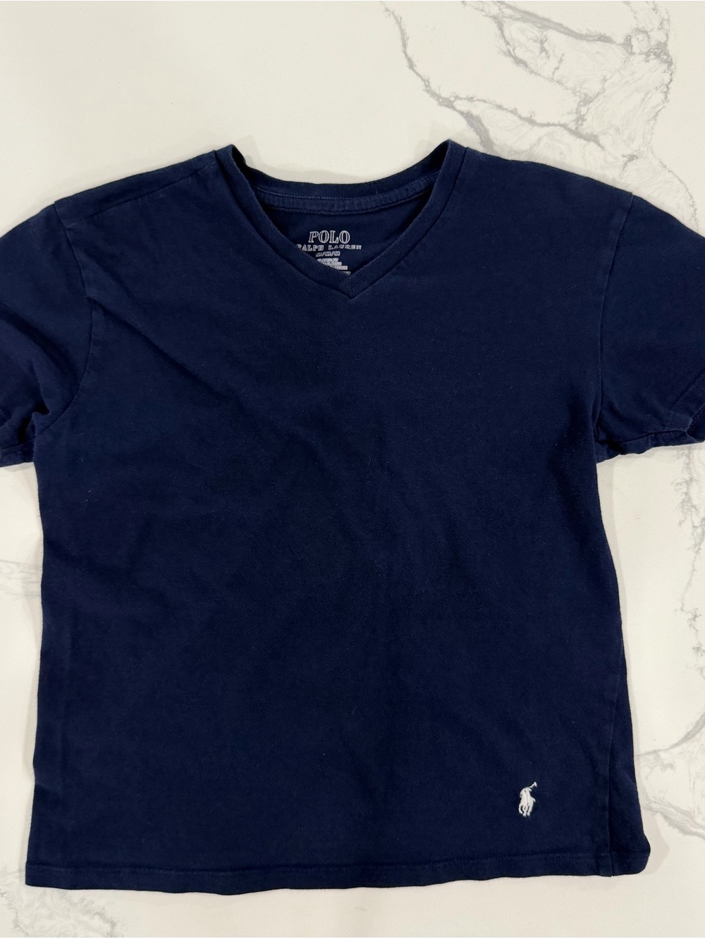 Polo Ralph Lauren Boys V-Neck T-Shirt Navy Blue Size Medium